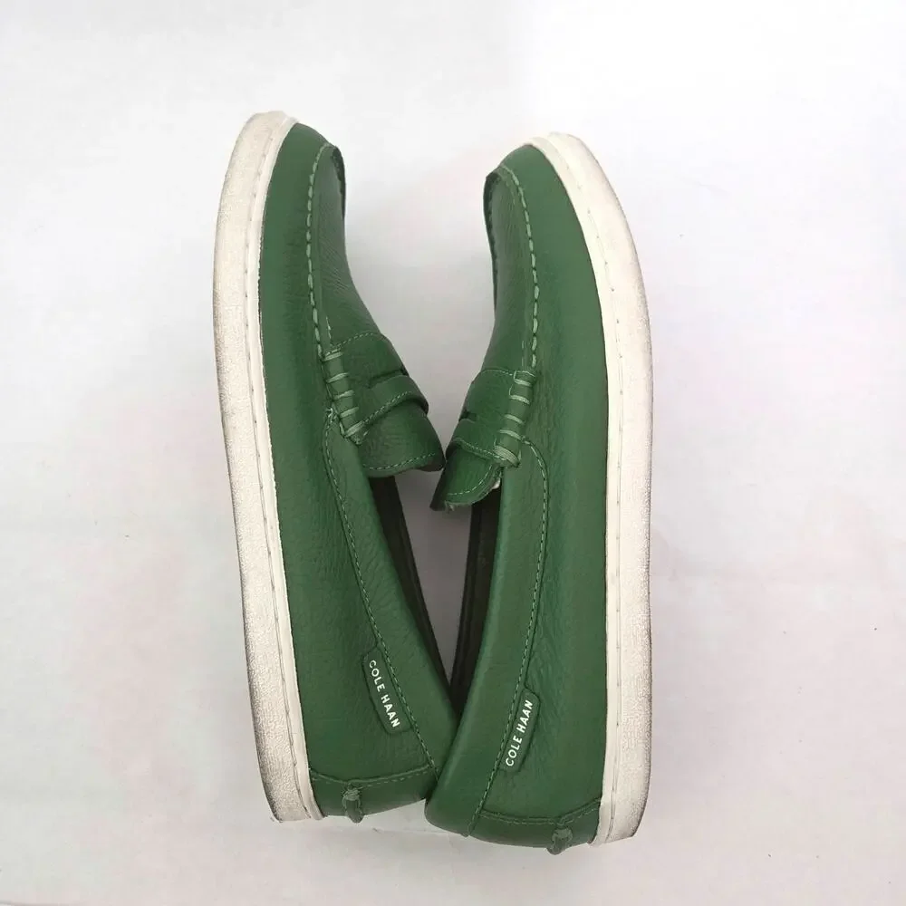 Cole Haan Pinch Weekender Men's Jade Green Leather Slip-On Penny Loafers Sz 8